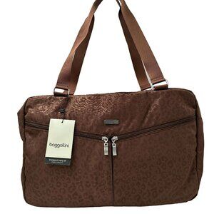 Baggallini Transport Carryall Tote Cheetah Print Brown (TSA Approved)